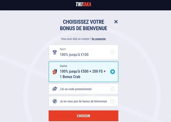 Bonus de Bienvenue Tikitaka