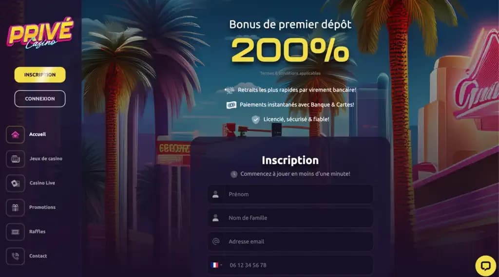 Bonus de dépôt Casino Privé
