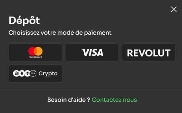 dépot méthode paiement