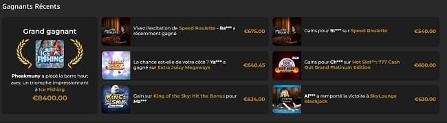 gagnants casino extra