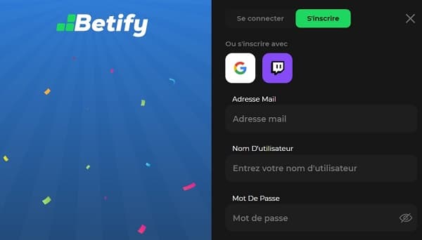 inscription betify