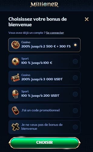 inscription bonus millioner