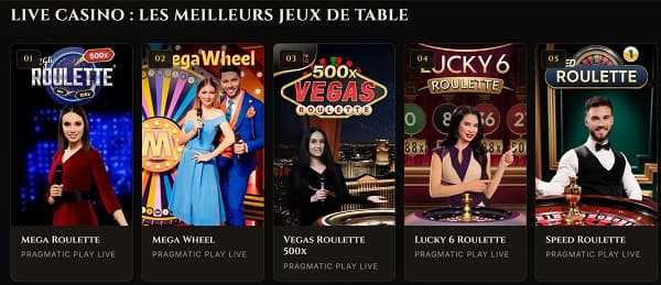 jeux de table live
