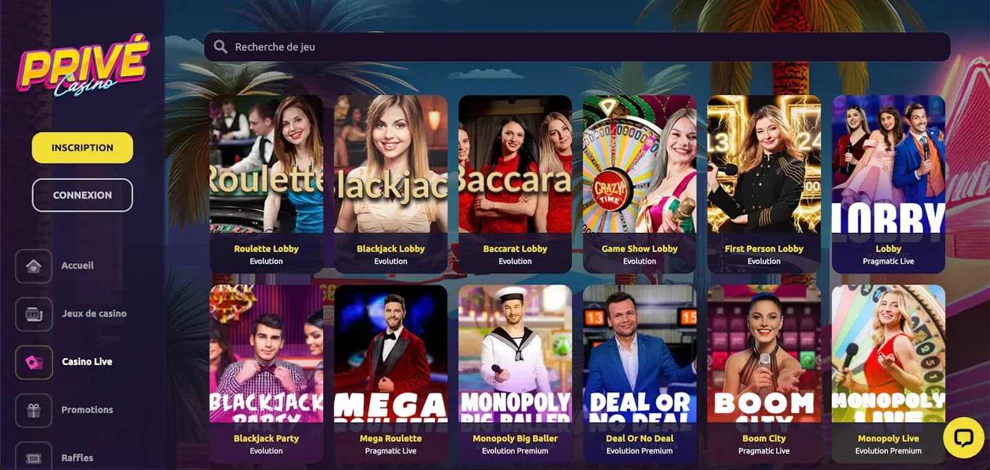 Jeux de tables Casino Privé