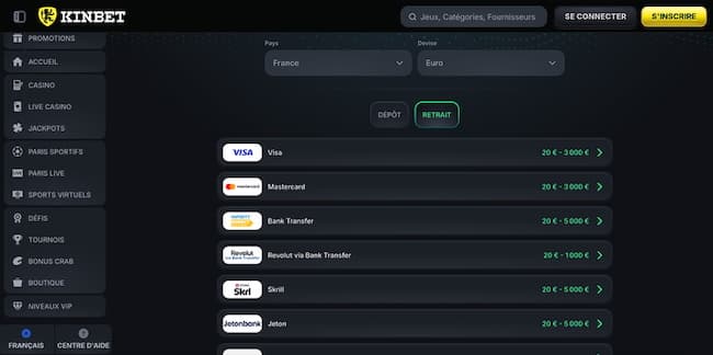 méthodes de retrait
