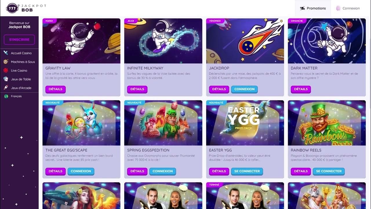 Catalogue de jeux Jackpot Bob