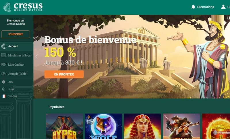 Bonus de bienvenue Cresus Casino