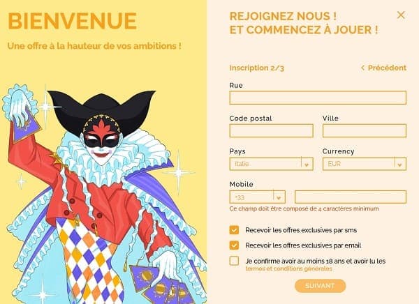 inscription étape 2 arlequin
