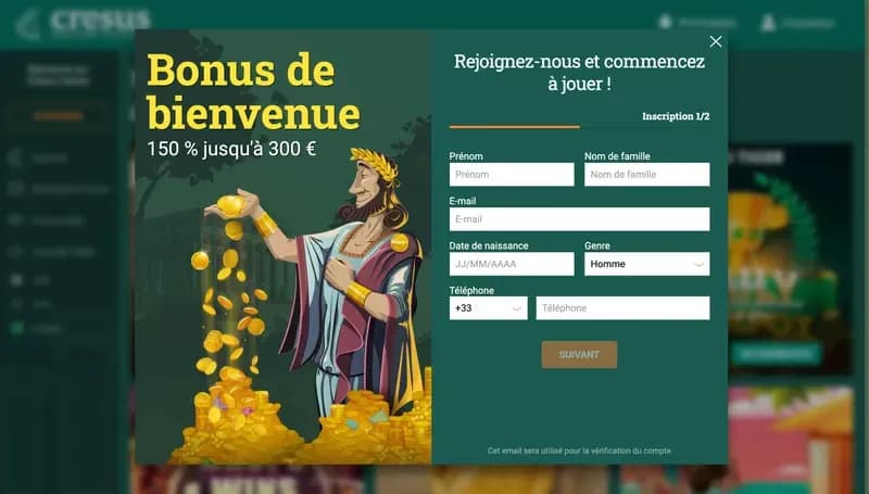 Inscription Cresus Casino