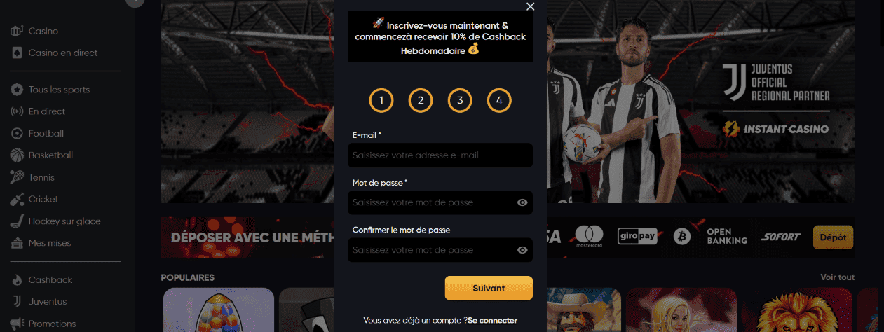 Inscription Instant Casino