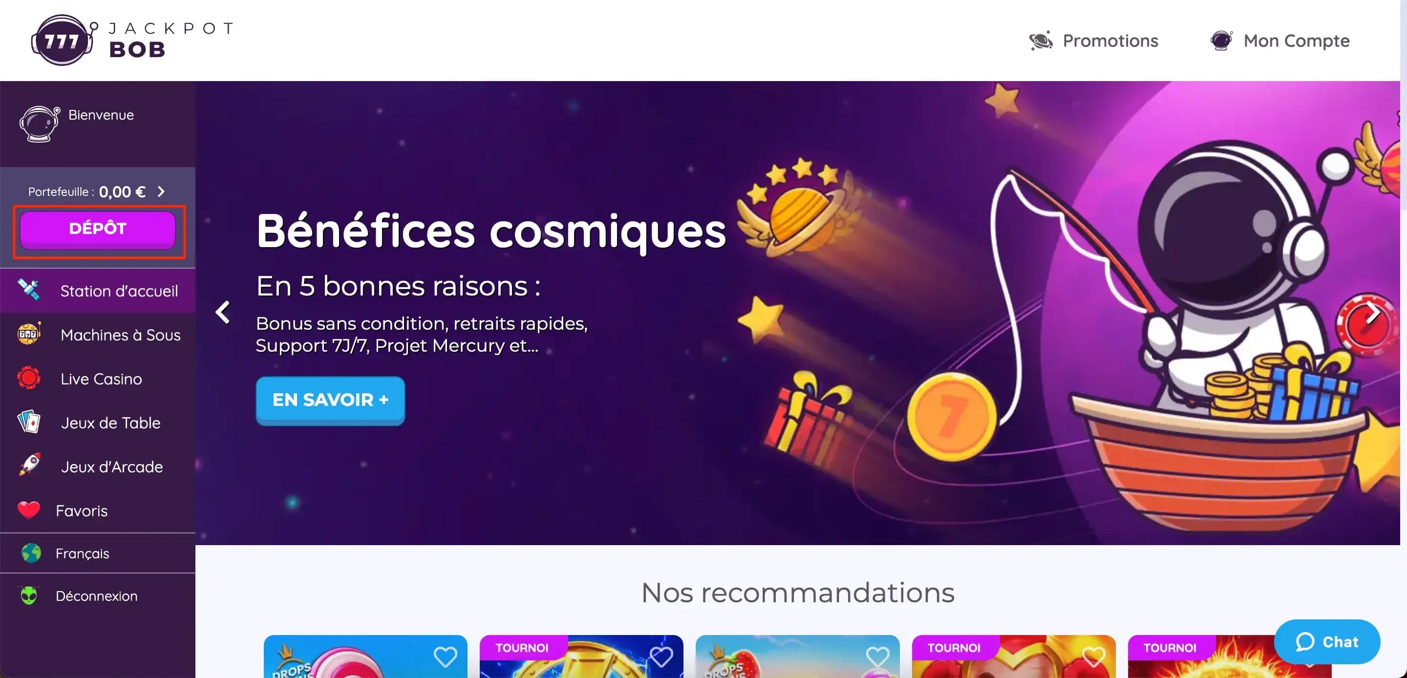 Jackpot Bob interface