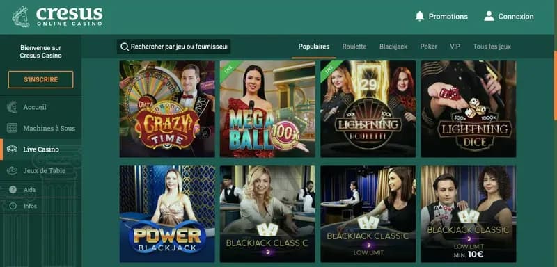 Jeux Live Cresus Casino
