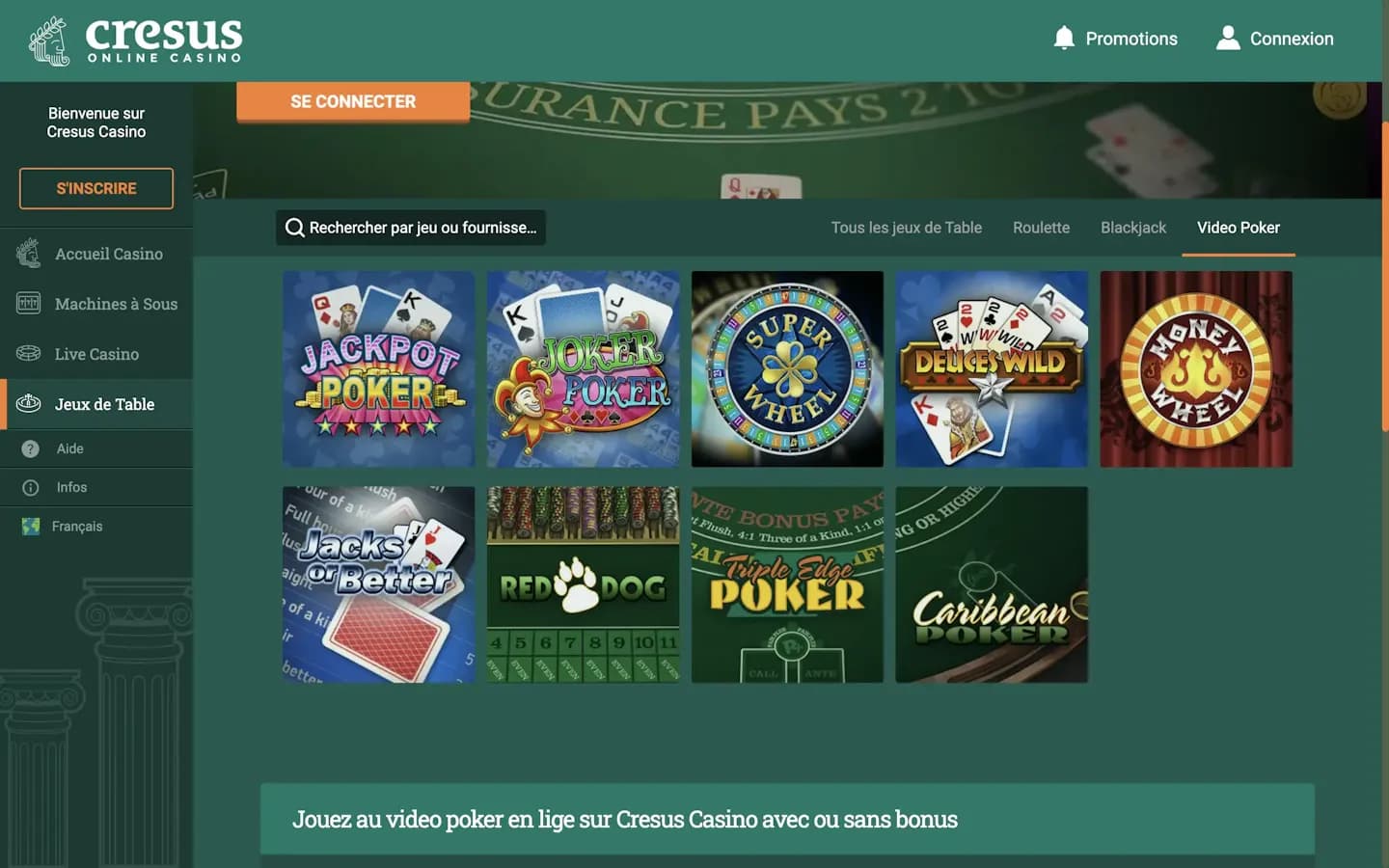 Video Poker Cresus Casino