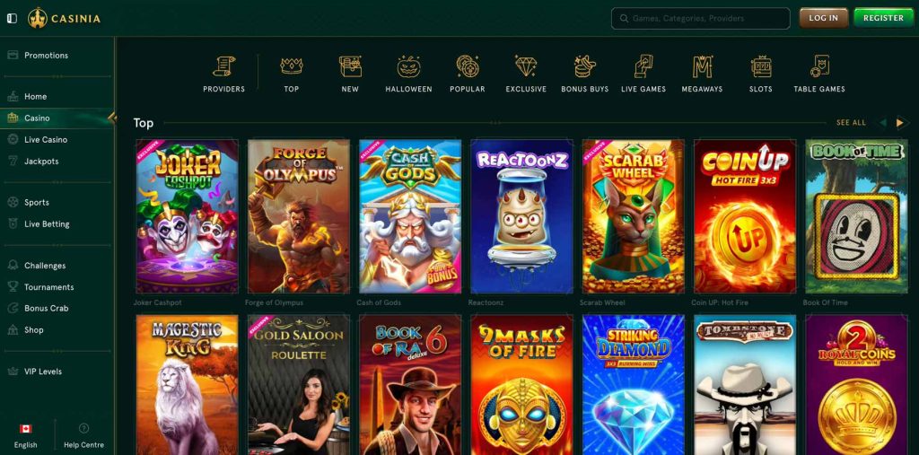 Catalogue de jeux Casinia