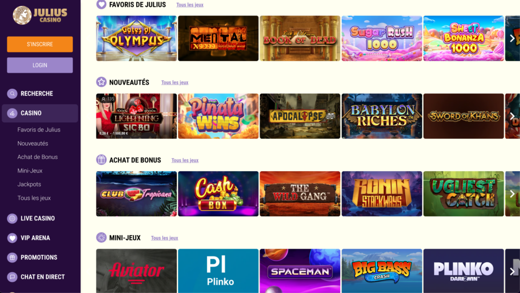 Catalogue de jeux Julius Casino