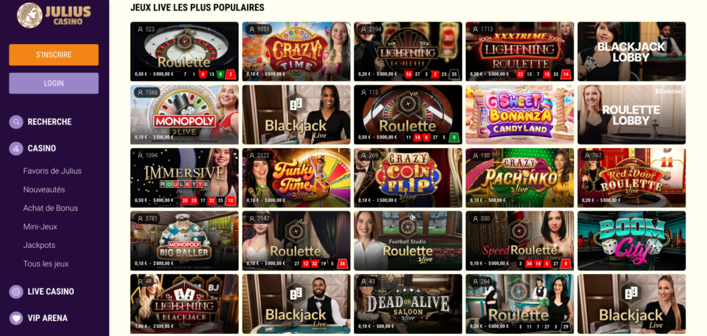 Live Games Julius Casino